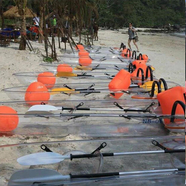 el doble se sienta en la canoa clara superior/el kajak transparente plástico, barco claro con diseño decente, pequeños barcos plásticos